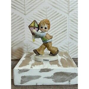 Vintage Lefton MARCH  Boy with Kite Figurine Tiawan Colorful Collectible